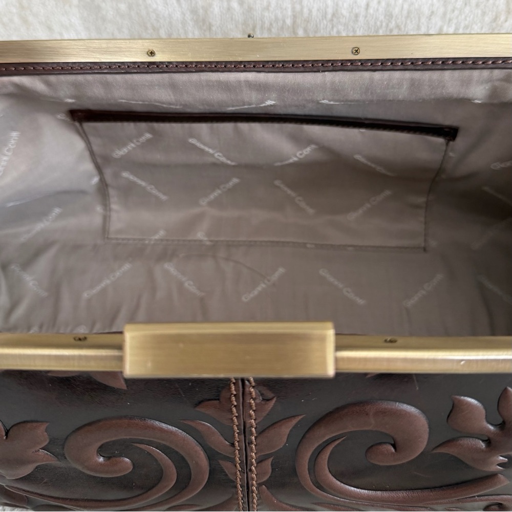 Gianni Conti Brown Embossed Leather Satchel Bag - Picture 13 of 14